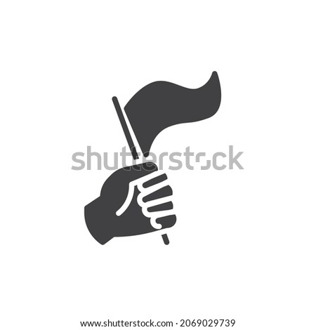 Hand holding flag vector icon. filled flat sign for mobile concept and web design. Achievement flag glyph icon. Symbol, logo illustration. Vector graphics