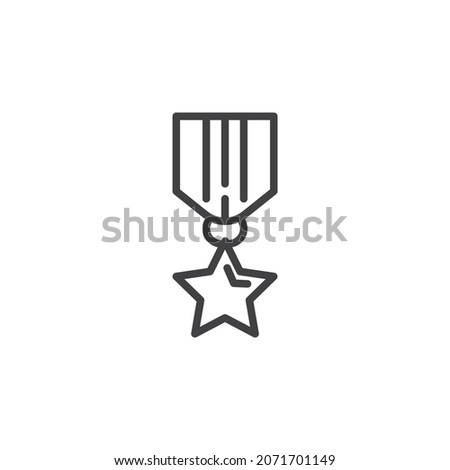 Military award medal line icon. linear style sign for mobile concept and web design. Medal star outline vector icon. Symbol, logo illustration. Vector graphics