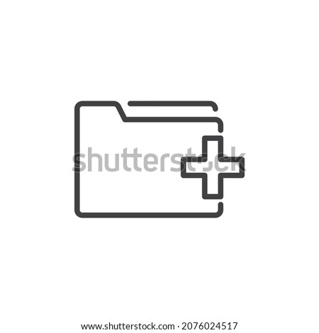 Add new folder file line icon. linear style sign for mobile concept and web design. File folder plus outline vector icon. Symbol, logo illustration. Vector graphics