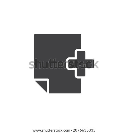 Add new document file vector icon. filled flat sign for mobile concept and web design. File plus glyph icon. Symbol, logo illustration. Vector graphics