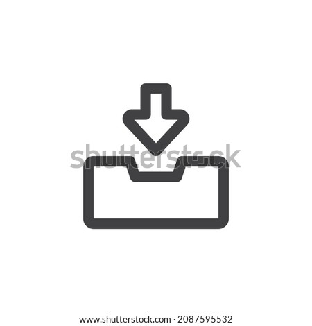 Inbox arrow line icon. linear style sign for mobile concept and web design. Download outline vector icon. Symbol, logo illustration. Vector graphics