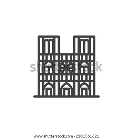 Notre Dame de Paris line icon. linear style sign for mobile concept and web design. Notre Dame building outline vector icon. Symbol, logo illustration. Vector graphics