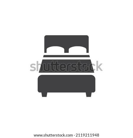 Double bed vector icon. filled flat sign for mobile concept and web design. Hotel bed glyph icon. Symbol, logo illustration. Vector graphics