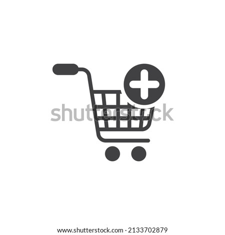 Add to shopping cart vector icon. filled flat sign for mobile concept and web design. Shopping cart plus glyph icon. Symbol, logo illustration. Vector graphics