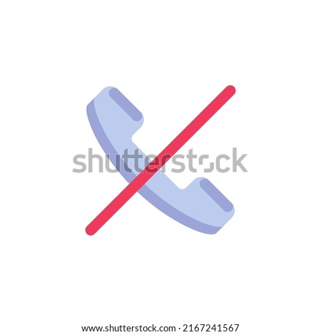 Dismiss call flat icon, no phone vector sign, colorful pictogram isolated on white. Symbol, logo illustration. Flat style design