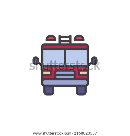 Fire truck front filled outline icon, line vector sign, linear colorful pictogram isolated on white. Symbol, logo illustration. Vector graphics