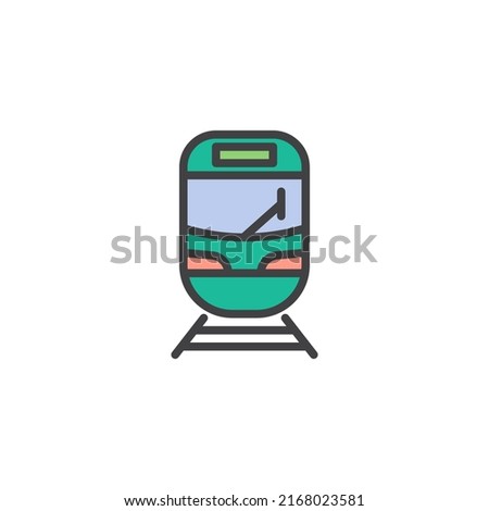 Tram front filled outline icon, line vector sign, railway subway linear colorful pictogram isolated on white. Symbol, logo illustration. Vector graphics
