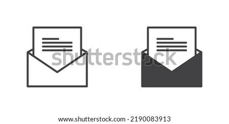 Email message icon. Envelope mail line and glyph version, outline and filled vector sign. linear and full pictogram. Symbol, logo illustration. Different style icons set