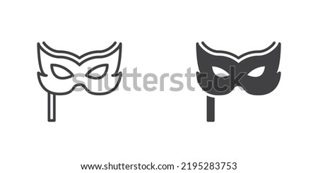 Carnival mask icon, line and glyph version, outline and filled vector sign. Masquerade mask linear and full pictogram. Symbol, logo illustration. Different style icons set