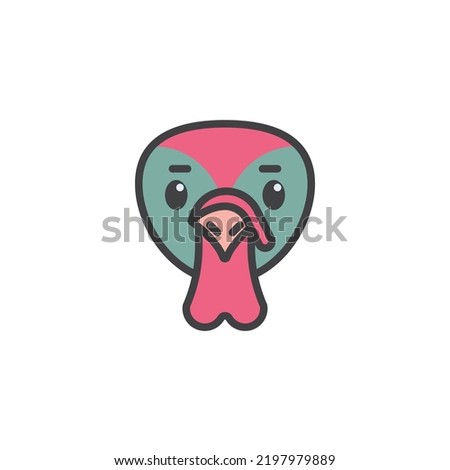 Turkey cartoon face filled outline icon, line vector sign, linear colorful pictogram isolated on white. Symbol, logo illustration. Vector graphics