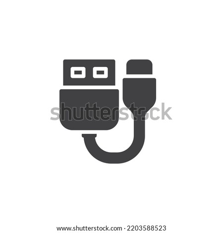 Charging cable vector icon. filled flat sign for mobile concept and web design. USB cable glyph icon. Symbol, logo illustration. Vector graphics