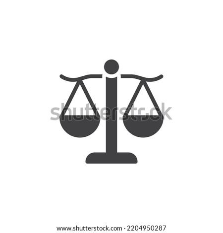 Justice scales vector icon. filled flat sign for mobile concept and web design. Balance scales glyph icon. Symbol, logo illustration. Vector graphics