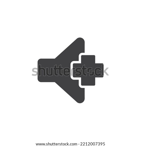 Volume up button vector icon. filled flat sign for mobile concept and web design. Sound plus glyph icon. Symbol, logo illustration. Vector graphics