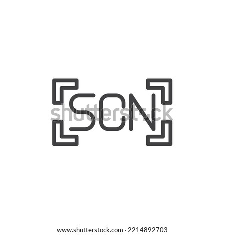 Camera SCN mode line icon. linear style sign for mobile concept and web design. Scene mode frame outline vector icon. Symbol, logo illustration. Vector graphics