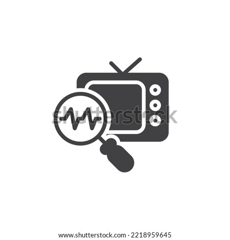 TV diagnostic vector icon. filled flat sign for mobile concept and web design. TV and magnifying glass glyph icon. Symbol, logo illustration. Vector graphics