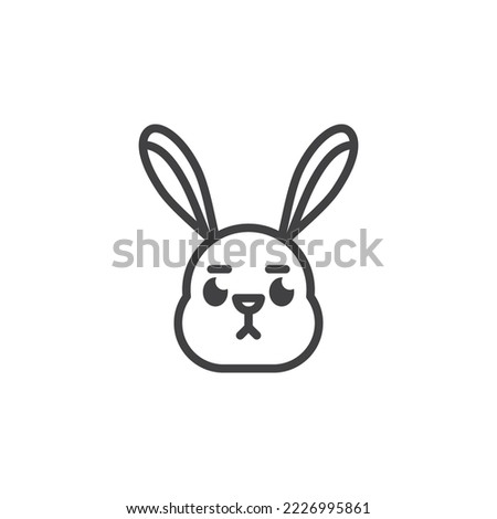 Sad rabbit face emoticon line icon. linear style sign for mobile concept and web design. Unamused Bunny face emoji outline vector icon. Symbol, logo illustration. Vector graphics