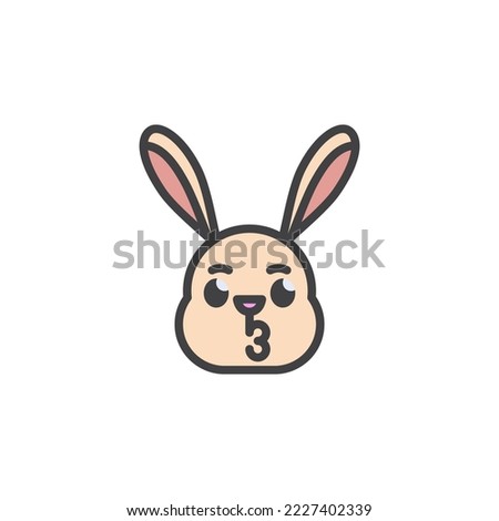 Kissing rabbit emoticon filled outline icon, line vector sign, linear colorful pictogram isolated on white. Symbol, logo illustration. Vector graphics
