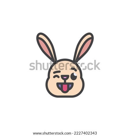 Rabbit winking face emoticon filled outline icon, line vector sign, linear colorful pictogram isolated on white. Symbol, logo illustration. Vector graphics