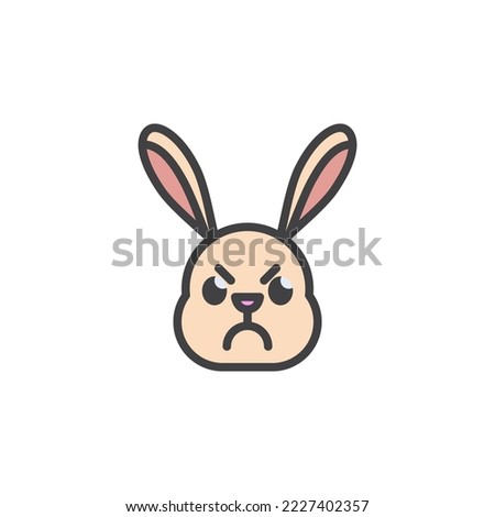 Angry rabbit face emoticon filled outline icon, line vector sign, linear colorful pictogram isolated on white. Symbol, logo illustration. Vector graphics