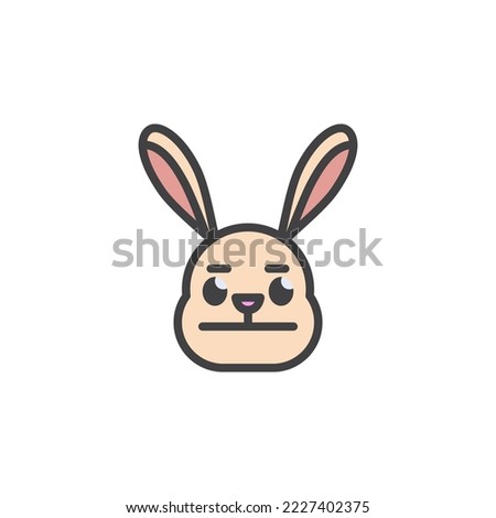 Neutral rabbit face emoticon filled outline icon, line vector sign, linear colorful pictogram isolated on white. Symbol, logo illustration. Vector graphics