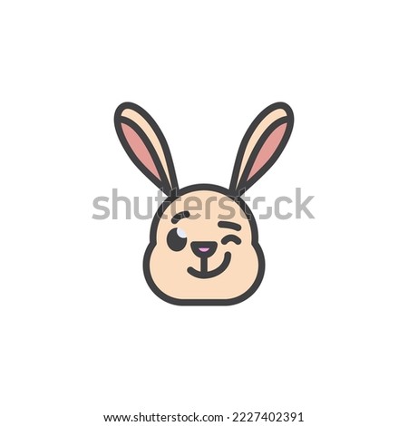 Rabbit winking face emoticon filled outline icon, line vector sign, linear colorful pictogram isolated on white. Symbol, logo illustration. Vector graphics
