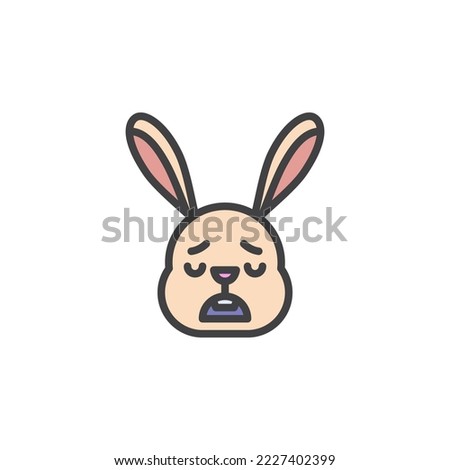 Tired rabbit face emoticon filled outline icon, line vector sign, linear colorful pictogram isolated on white. Symbol, logo illustration. Vector graphics