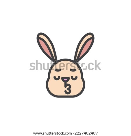 Rabbit Kissing Face emoticon filled outline icon, line vector sign, linear colorful pictogram isolated on white. Symbol, logo illustration. Vector graphics
