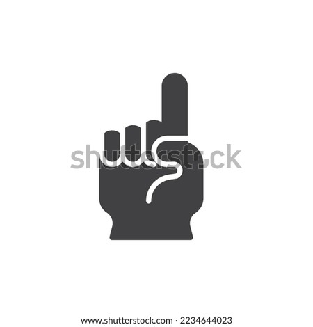 Foam fan finger vector icon. filled flat sign for mobile concept and web design. Finger hand index glyph icon. Symbol, logo illustration. Vector graphics
