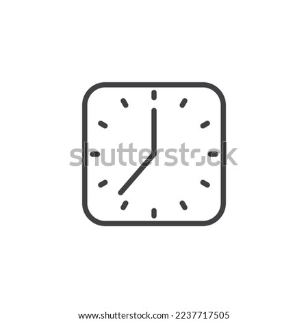 Square clock line icon. linear style sign for mobile concept and web design. Clock time outline vector icon. Symbol, logo illustration. Vector graphics