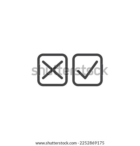 Cross check mark line icon. Checkmark and checkbox linear style sign for mobile concept and web design. Reject and allow outline vector icon. Symbol, logo illustration. Vector graphics
