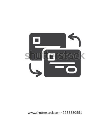 Credit cards transfer vector icon. filled flat sign for mobile concept and web design. Card balance transfer glyph icon. Symbol, logo illustration. Vector graphics