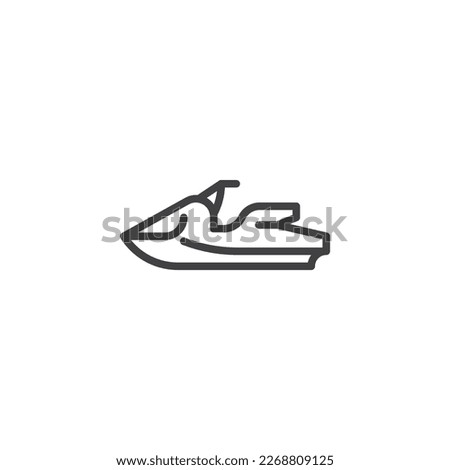 Jet ski line icon. linear style sign for mobile concept and web design. Jet boat scooter outline vector icon. Symbol, logo illustration. Vector graphics