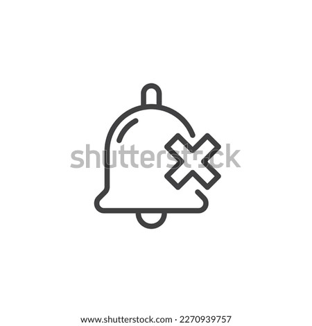 Alarm bell mute line icon. Bell and cross linear style sign for mobile concept and web design. Notification off outline vector icon. Symbol, logo illustration. Vector graphics