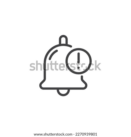 Alert notice line icon. Exclamation mark and bell linear style sign for mobile concept and web design.  Caution notification outline vector icon. Symbol, logo illustration. Vector graphics