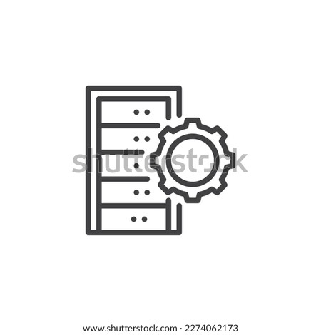 Data center configuration line icon. linear style sign for mobile concept and web design. Database setting outline vector icon. Symbol, logo illustration. Vector graphics