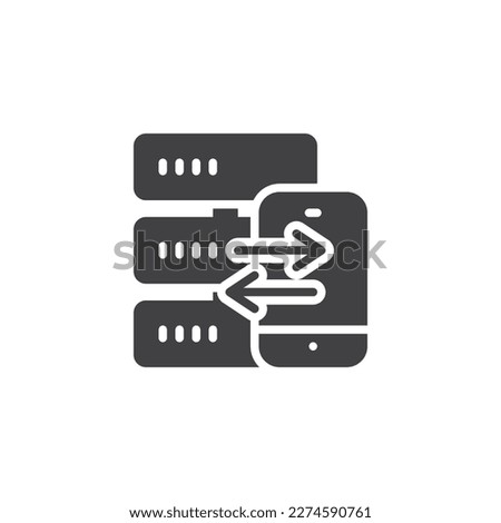 Mobile data transfer vector icon. filled flat sign for mobile concept and web design. Mobile database transfer glyph icon. Symbol, logo illustration. Vector graphics