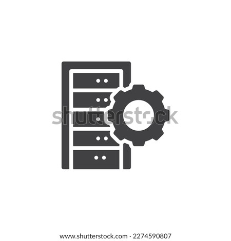 Data center configuration vector icon. filled flat sign for mobile concept and web design. Database setting glyph icon. Symbol, logo illustration. Vector graphics