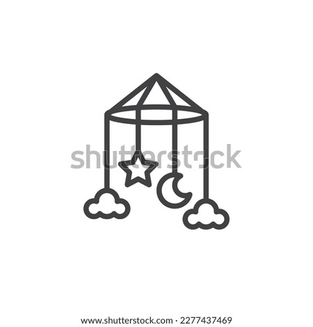 Baby mobile line icon. linear style sign for mobile concept and web design. Mobile crib toy outline vector icon. Symbol, logo illustration. Vector graphics