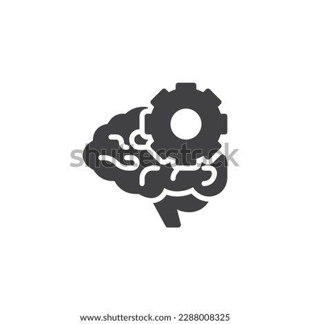 Machine think vector icon. Brain and gear filled flat sign for mobile concept and web design. Artificial intelligence glyph icon. Symbol, logo illustration. Vector graphics
