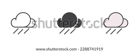 Heavy rain weather different style icon set. Line, glyph and filled outline colorful version, Cloud with rain outline and filled vector sign. Symbol, logo illustration. Vector graphics