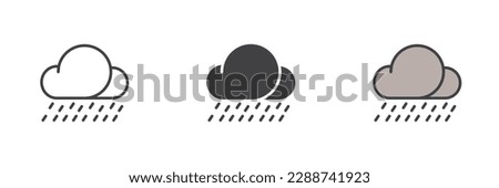 Heavy rain different style icon set. Line, glyph and filled outline colorful version, outline and filled vector sign. Symbol, logo illustration. Vector graphics