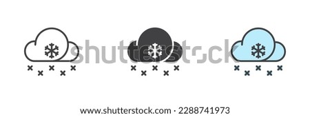 Cloud snow different style icon set. Line, glyph and filled outline colorful version, outline and filled vector sign. Winter symbol, logo illustration. Vector graphics