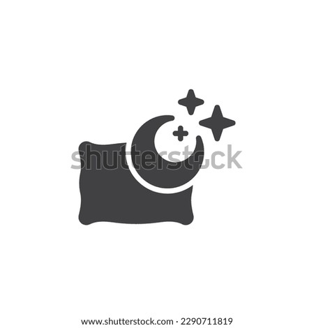 Pillow and moon vector icon. filled flat sign for mobile concept and web design. Sweet dreams glyph icon. Healthy sleep symbol, logo illustration. Vector graphics