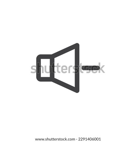 Volume down button line icon. linear style sign for mobile concept and web design. Sound down outline vector icon. Symbol, logo illustration. Vector graphics