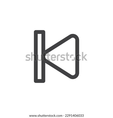 Skip backward button line icon. linear style sign for mobile concept and web design. Previous media button outline vector icon. Symbol, logo illustration. Vector graphics