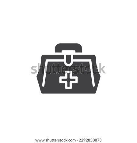 Doctor bag vector icon. Bag with medical cross filled flat sign for mobile concept and web design. First aid kit glyph icon. Symbol, logo illustration. Vector graphics