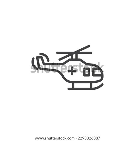 Medical helicopter line icon. linear style sign for mobile concept and web design. Emergency helicopter outline vector icon. Symbol, logo illustration. Vector graphics