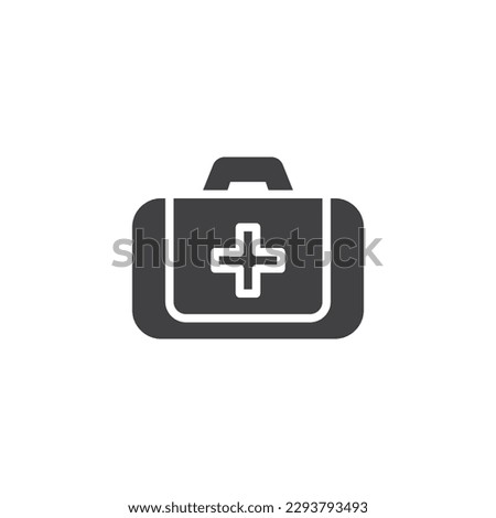 First aid kit vector icon. Bag with medical cross filled flat sign for mobile concept and web design. Doctor bag glyph icon. Symbol, logo illustration. Vector graphics