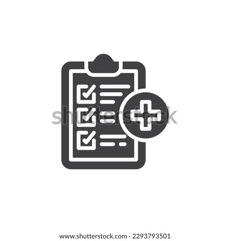 Medical record vector icon. filled flat sign for mobile concept and web design. Medical checkup report glyph icon. Symbol, logo illustration. Vector graphics