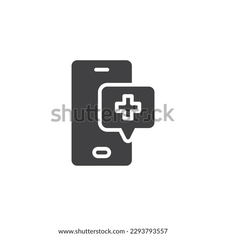 Telemedicine vector icon. filled flat sign for mobile concept and web design. Smart phone and medical cross glyph icon. Symbol, logo illustration. Vector graphics